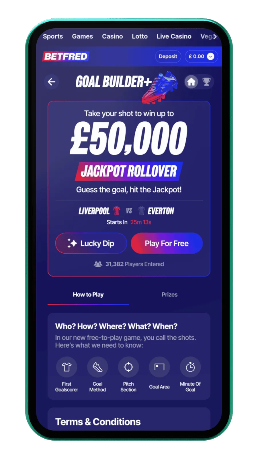GoalBuilder+ lobby: £50,000 jackpot rollover
