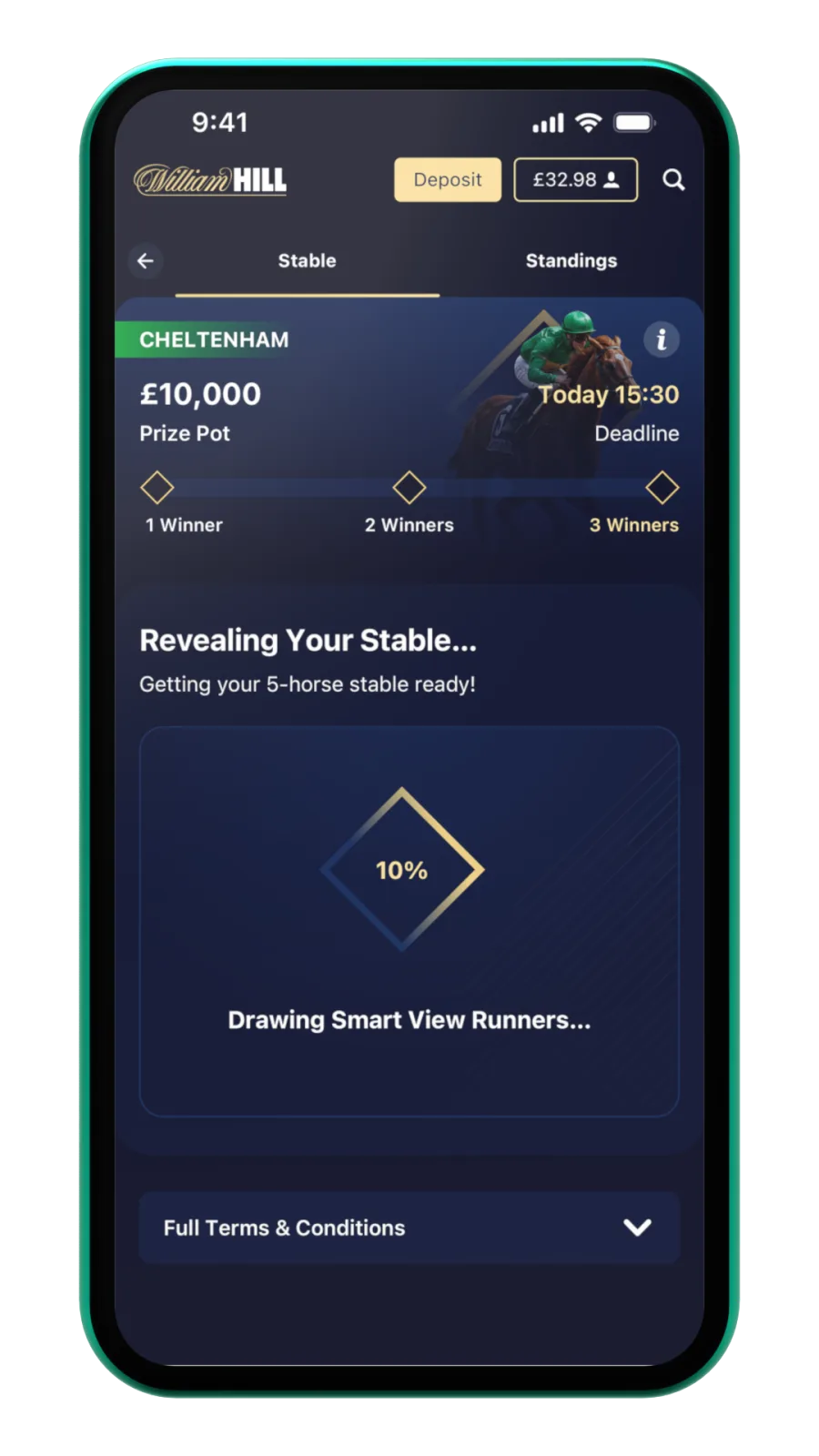 Lucky Stable revealing your stable, drawing Smart View runners