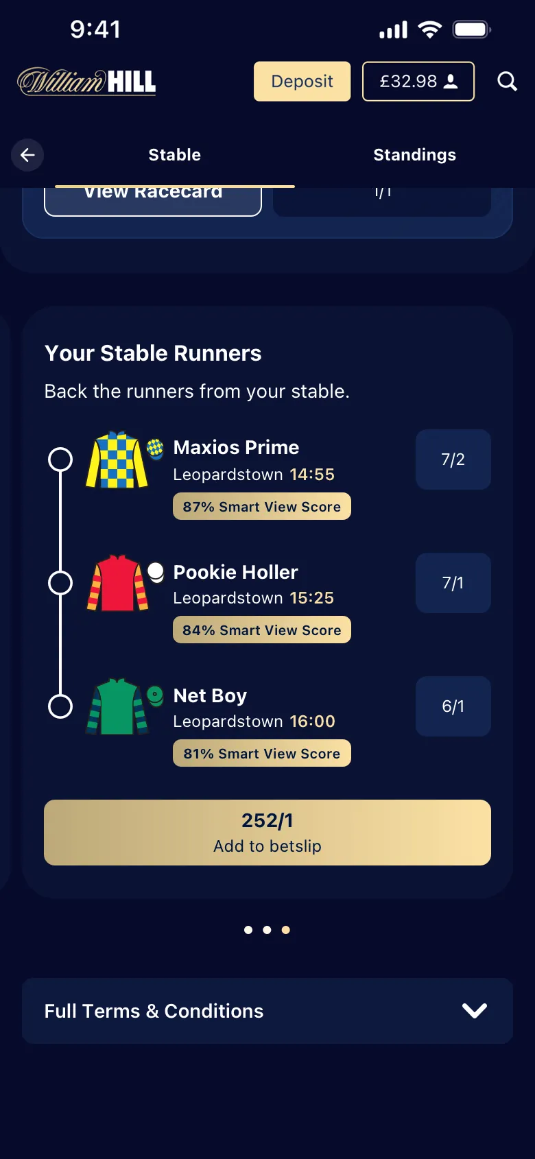 Lucky Stable curated bets view